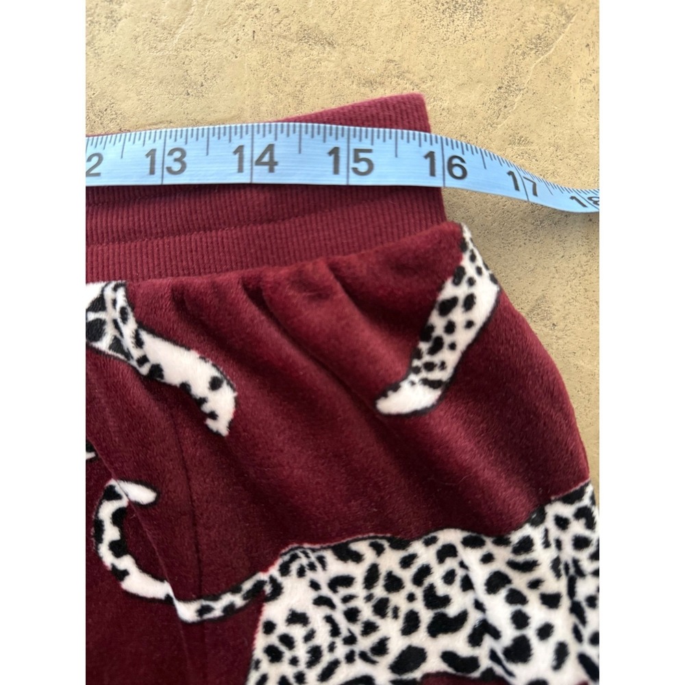 Room Service Womens Burgundy Leopard Print Velvet Pajama Set Velour Joggers L - Picture 16 of 16